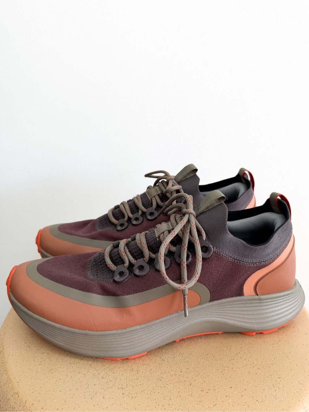Allbirds Men's Strider Explore Hazy Burgundy Slip in Or Lace Up Trail Sneaker